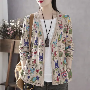 Vintage Literary Spring Wool Knit Sweater Blouse Printed Cardigan Sweater Coat Loose Casual V-neck Long Sleeve Knitwear Top r140
Vintage Literary Spring Wool Knit Sweater Blouse Printed Cardigan Sweater Coat Loose Casual V-neck Long Sleeve Knitwear Top r140