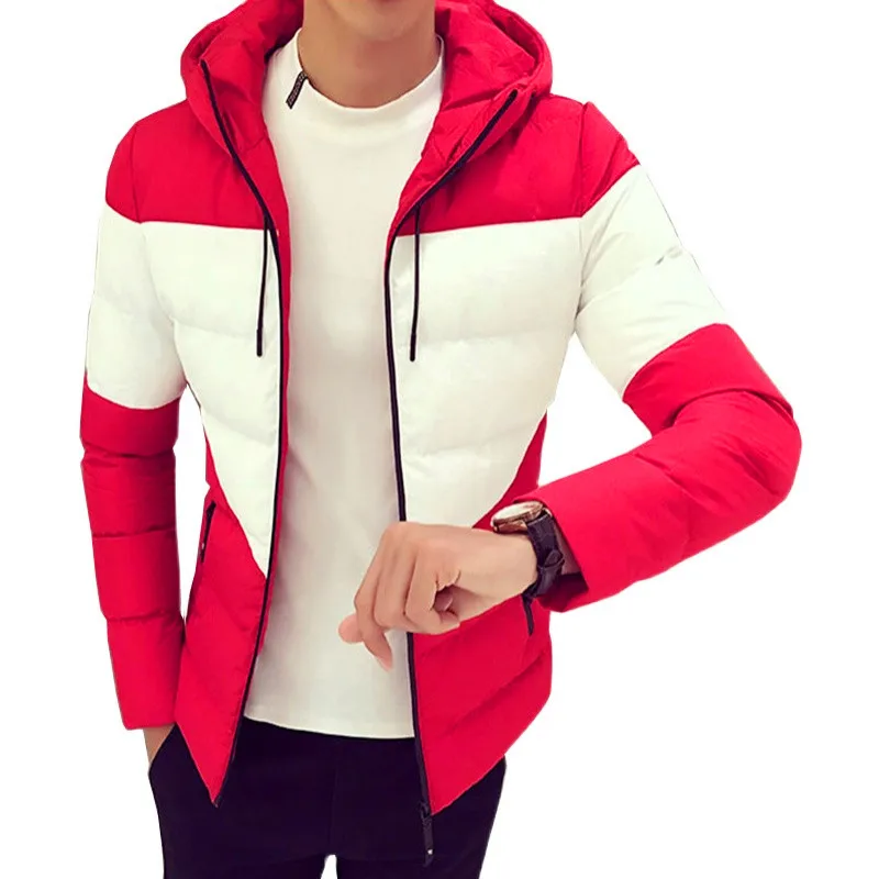 Фото Новинка 2021 Брендовые мужские парки пальто красные черные зимние Мужская модная