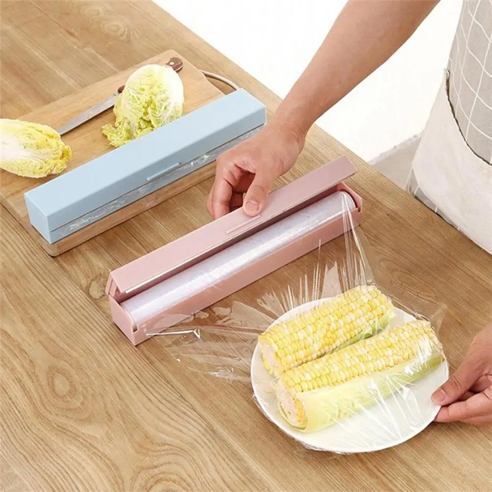 Plastic Durable Cling Film Cutter Box Shape Solid Color Cling Food Wrap Dispenser Gift Wrap Cutter Kitchen Tools cadeau femme
Plastic Durable Cling Film Cutter Box Shape Solid Color Cling Food Wrap Dispenser Gift Wrap Cutter Kitchen Tools cadeau femme