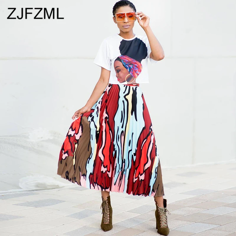 Summer Two Piece Set Clothes For Women Character Print Short Sleeve T Shirt+High Wasit Pleated Skirts Sexy 2 Piece Club Outfits
Summer Two Piece Set Clothes For Women Character Print Short Sleeve T Shirt+High Wasit Pleated Skirts Sexy 2 Piece Club Outfits