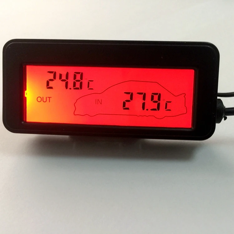 12V LCD Digitale Anzeige Temperaturmesser Indoor Outdoor Sensor Auto Thermometer 