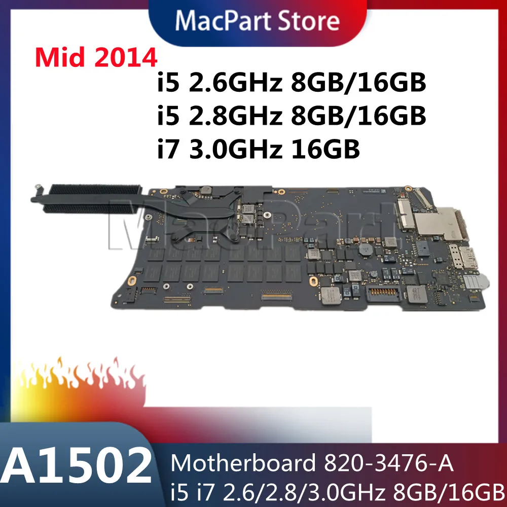 For MacBook ProRetina 13.3" A1502 Motherboard 820-3476-A Original i7 2.6/2.8/3.0GHz 8/16GB Logic Board 661-00607 2013 2014 Year |
