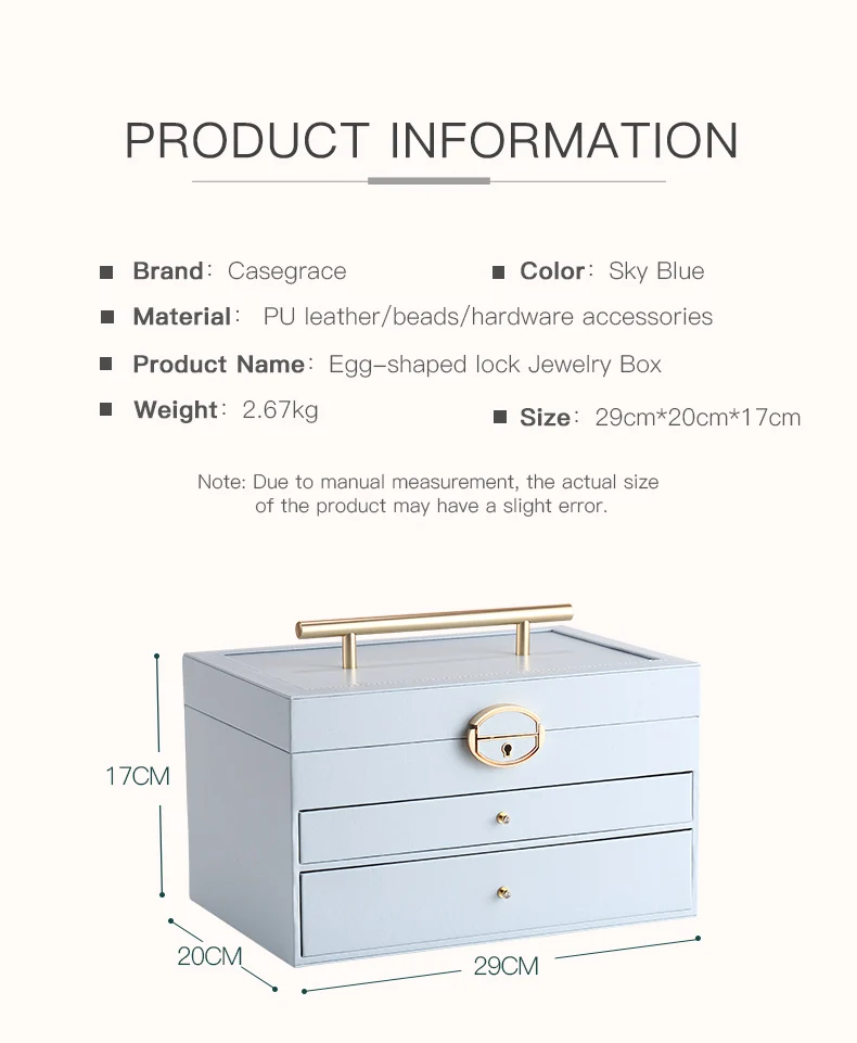 H86f80e3e96a94e119ca86a585534ed0bC PU Leather Jewelry Box Organizer With Handle Mirror H86f80e3e96a94e119ca86a585534ed0bC