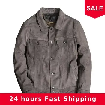 2020 Vintage Grey Men Smart Casual Leather Jacket Single Breasted Plus Size XXXXL Genuine Cow Suede Autumn Fashion Leather Coat
2020 Vintage Grey Men Smart Casual Leather Jacket Single Breasted Plus Size XXXXL Genuine Cow Suede Autumn Fashion Leather Coat