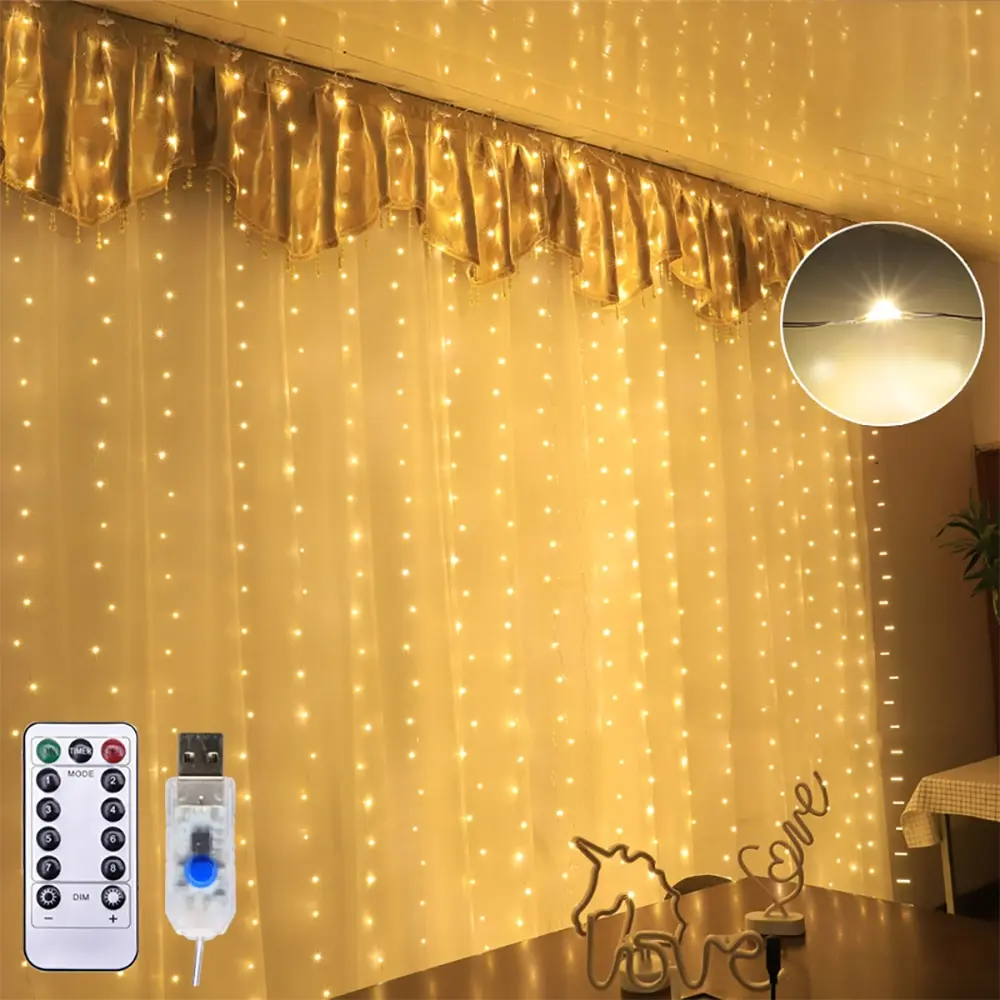 Remote Control USB Lights Garland Bedroom Window Holiday Lighting LED Christmas Decoration Curtain String Lights
Remote Control USB Lights Garland Bedroom Window Holiday Lighting LED Christmas Decoration Curtain String Lights