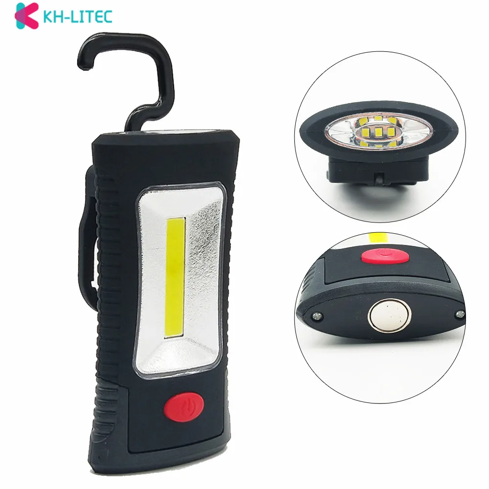 

KHLITEC Multifunctional Portable COB LED Magnetic Folding Hook Working Inspection light Flashlight torch Lanterna lamp USE 3xAAA