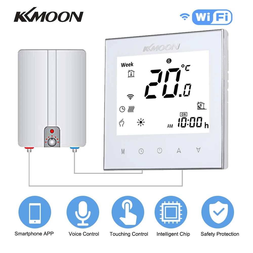 KKmoon Digital Water/Gas Boiler Heating Thermostat WiFi Voice Control Touchscreen Room Temperature Controller LCD Display
KKmoon Digital Water/Gas Boiler Heating Thermostat WiFi Voice Control Touchscreen Room Temperature Controller LCD Display