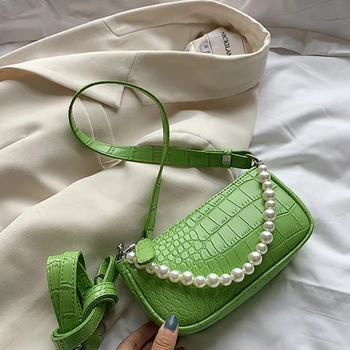 Vintage Alligator Baguette Shoulder Bag Summer Bags for Women 2020 Trend PU Leather Pearl Handbags Purses Designer Lady Hand Bag
Vintage Alligator Baguette Shoulder Bag Summer Bags for Women 2020 Trend PU Leather Pearl Handbags Purses Designer Lady Hand Bag