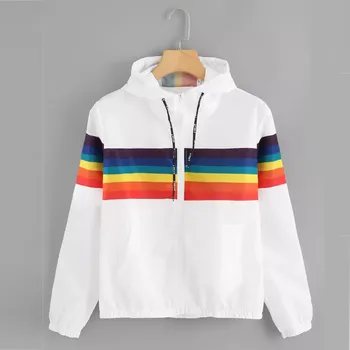 Coat women's sweatshirt hoodies толстовки sports Long Sleeve Rainbow Patchwork O Neck Sweatshirt Hooded Sun protection Coat
Coat women's sweatshirt hoodies толстовки sports Long Sleeve Rainbow Patchwork O Neck Sweatshirt Hooded Sun protection Coat