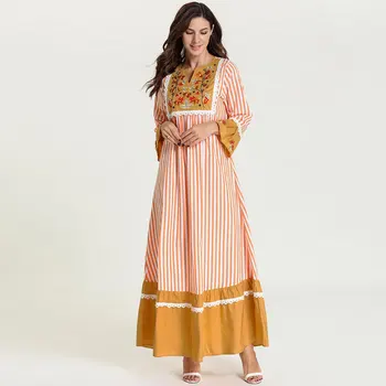 Elegant Embroidery Women Boho Dress Striped Oversized Muslim Abaya Dubai UAE Arabic Islamic Robe Ramadan Moroccan Gown VKDR1740
Elegant Embroidery Women Boho Dress Striped Oversized Muslim Abaya Dubai UAE Arabic Islamic Robe Ramadan Moroccan Gown VKDR1740