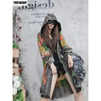 Plus Size Women Patchwork Denim Coats best selling ladies ethnic national Hooded Outer Hooded denim jacket D508
Plus Size Women Patchwork Denim Coats best selling ladies ethnic national Hooded Outer Hooded denim jacket D508