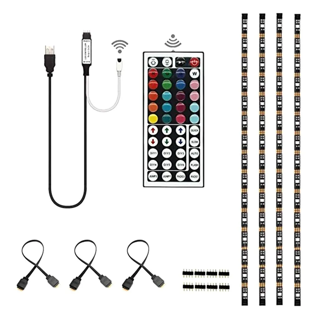 Multi-Color 5050 RGB Flexible LED Strip Light with 44key Remote Flexible LED Strip with 44 Key Remote Control Set Light strip
Multi-Color 5050 RGB Flexible LED Strip Light with 44key Remote Flexible LED Strip with 44 Key Remote Control Set Light strip