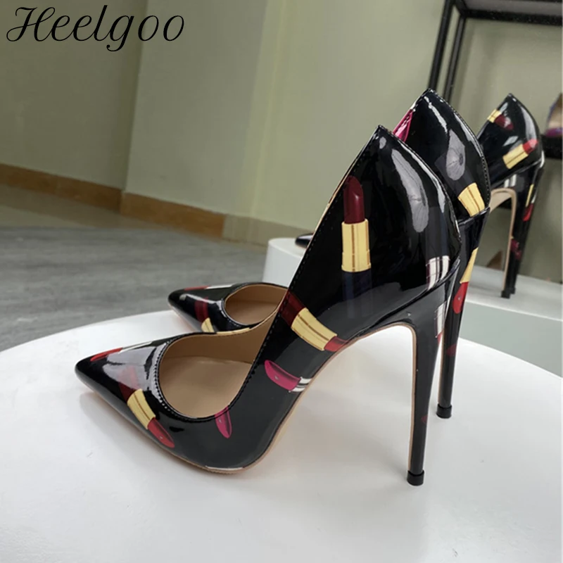 Heelgoo Lipsticker Print Women Glossy Pointy Toe High Heel Black Party ShoesSlip On Slip On Stilettos Pumps Big Size 33-45
Heelgoo Lipsticker Print Women Glossy Pointy Toe High Heel Black Party ShoesSlip On Slip On Stilettos Pumps Big Size 33-45