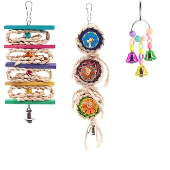 3PCS Birds Toys Hanging Hammock Bell Swing Chewing Toys for Parrots, Birds Small Parakeet Cages Decorative Accessories 
3PCS Birds Toys Hanging Hammock Bell Swing Chewing Toys for Parrots, Birds Small Parakeet Cages Decorative Accessories