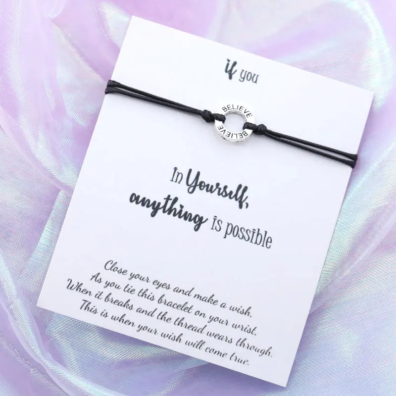 New Believe In Yourself Wish Bracelet Believe String Bracelet Silver Believe Charm for Women Men Friendship Inspirational Gift
New Believe In Yourself Wish Bracelet Believe String Bracelet Silver Believe Charm for Women Men Friendship Inspirational Gift