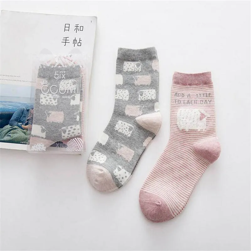 2 пары женские хлопковые носки с рисунком животных|socks female|cartoon socksfunny socks |