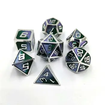 Polyhedral Metal Dice Set Zinc Alloy with Enamel Solid Metal for DND Game Tabletop RPG Silver&Green
Polyhedral Metal Dice Set Zinc Alloy with Enamel Solid Metal for DND Game Tabletop RPG Silver&Green