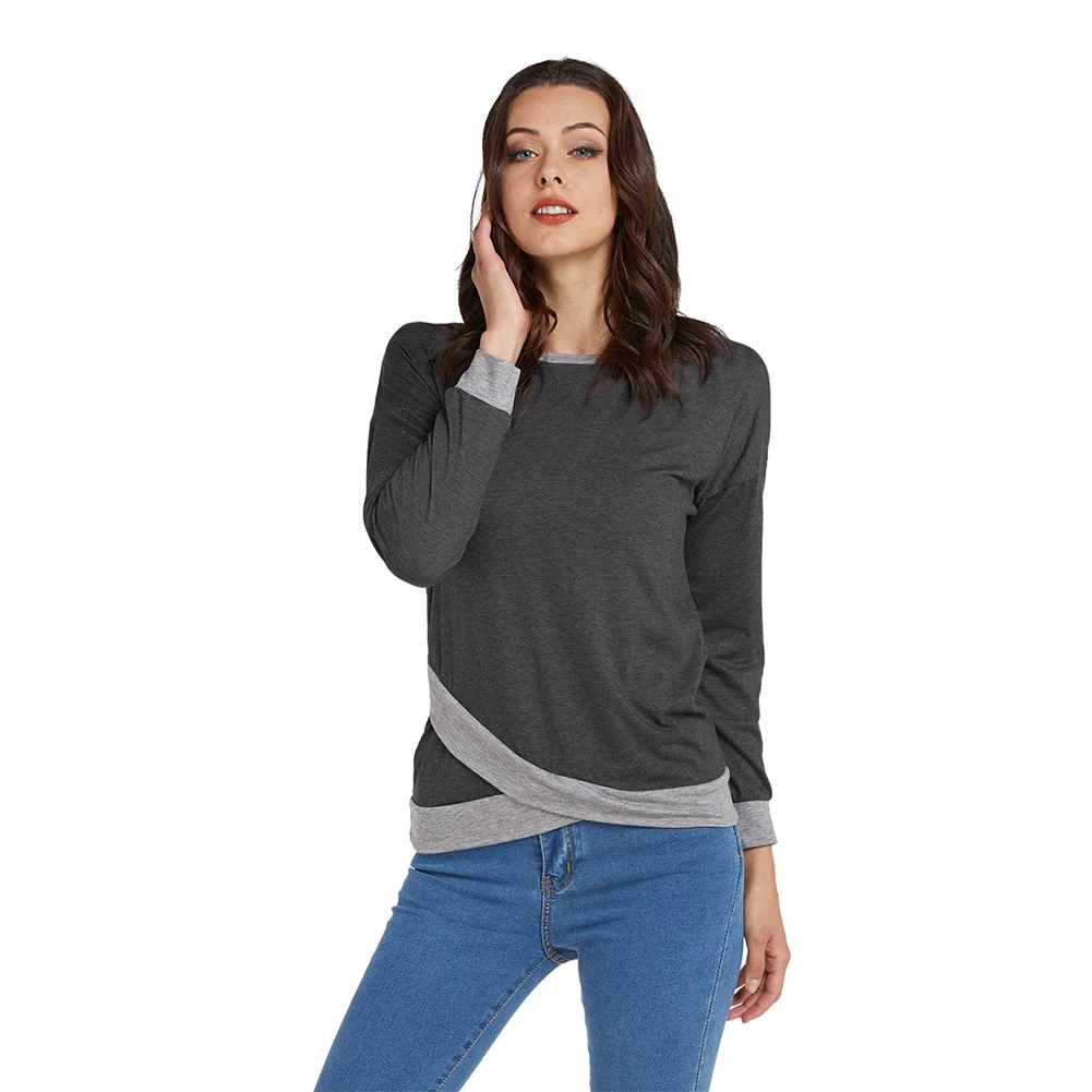 Seluxu 2019 Fall Autumn Femme T-Shirt Solid Color Patchwork T-Shirt Irregular Hem Women Tops Round Neck Long Sleeve T-Shirt
Seluxu 2019 Fall Autumn Femme T-Shirt Solid Color Patchwork T-Shirt Irregular Hem Women Tops Round Neck Long Sleeve T-Shirt