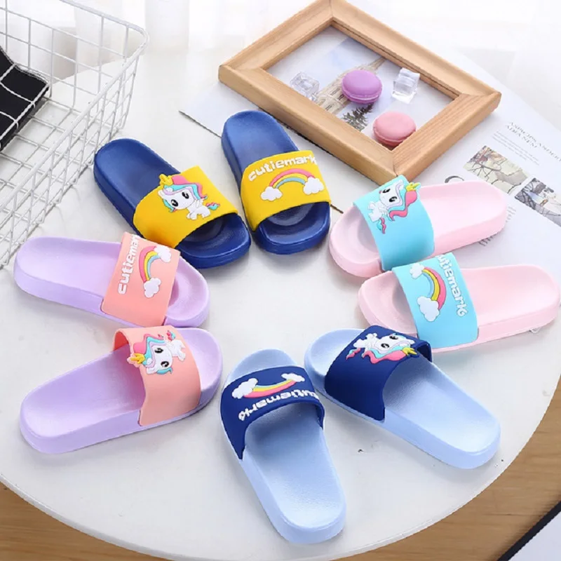 Boys Girls Slippers Summer Flip Flop Children's Sandals 3D Cartoon Slipper School Beach Kids Shoes Rainbow Sandal | Детская одежда