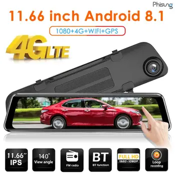 Phisung Z66 11.66" 4G Dash Cam Android 8.1 FHD Dual 1080P Car Rearview Mirror DVR Camera ADAS WiFi GPS Dashcam Video Recorder 
Phisung Z66 11.66" 4G Dash Cam Android 8.1 FHD Dual 1080P Car Rearview Mirror DVR Camera ADAS WiFi GPS Dashcam Video Recorder