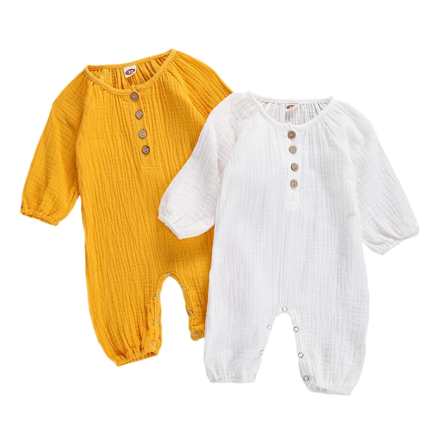 2020 New Fall Autumn Newborn Baby Girls Boys Long Sleeve Button Decorate Romper White/Yellow Solid Color One Piece Clothes
2020 New Fall Autumn Newborn Baby Girls Boys Long Sleeve Button Decorate Romper White/Yellow Solid Color One Piece Clothes