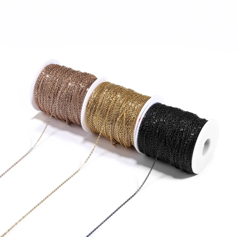 

2 Meters Stainless Steel Rose Gold/Gold Color Link Chain Necklace Bulk Cable 2mm Width for Jewelry Making Findings DIY Supplies