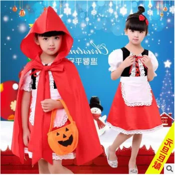 Christmas Children Performances Girls Halloween Little Red Riding Hood Costume Princess Dress+Apron+cloak+pumpkin bag+hairpin
Christmas Children Performances Girls Halloween Little Red Riding Hood Costume Princess Dress+Apron+cloak+pumpkin bag+hairpin