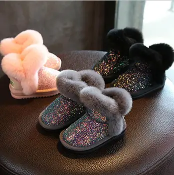 Children's snow boots girls rabbit fur martin boots baby cotton sport shoes sequins genuine leather princess boots 
Children's snow boots girls rabbit fur martin boots baby cotton sport shoes sequins genuine leather princess boots