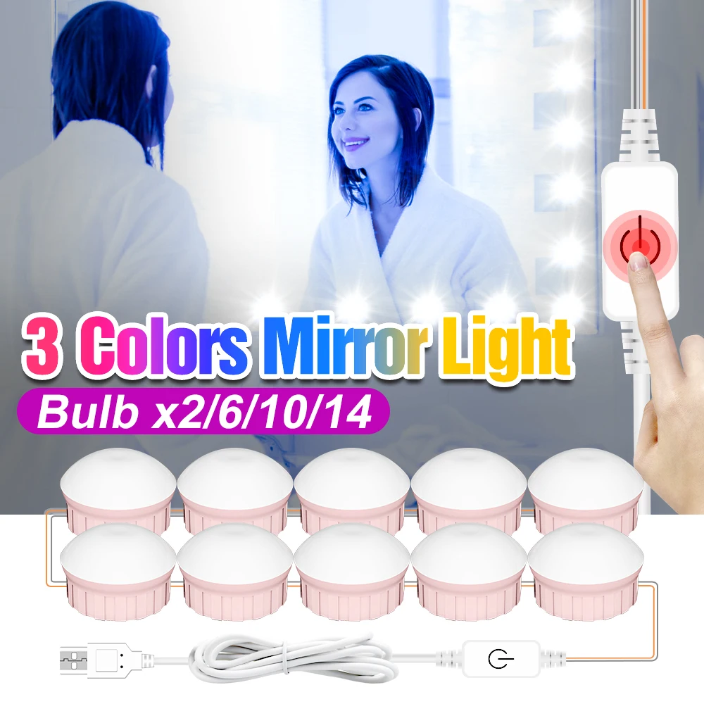 3 Colors Dressing Table Mirror Light Dimming Bulb 2 6 10 14 Bulb 12V LED Makeup Lamp Dressing Room Wall Lamp USB Cosmetic Light
3 Colors Dressing Table Mirror Light Dimming Bulb 2 6 10 14 Bulb 12V LED Makeup Lamp Dressing Room Wall Lamp USB Cosmetic Light