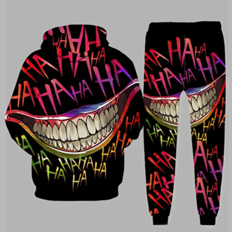 Creative Big Mouth Men's Sets 3D Clown Face Print Funny Hoodies and Sweatpants 2-Piece Pack Street Fashion Couple Tracksuit
Creative Big Mouth Men's Sets 3D Clown Face Print Funny Hoodies and Sweatpants 2-Piece Pack Street Fashion Couple Tracksuit