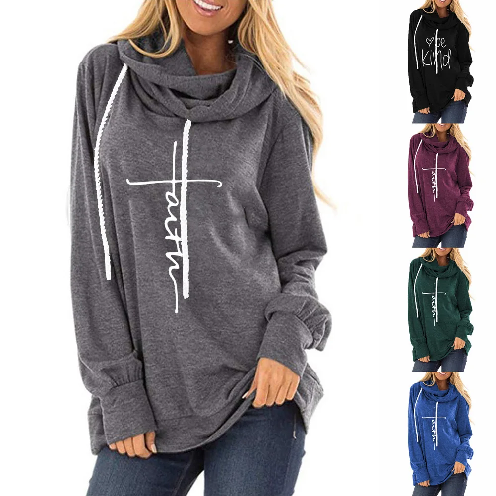 Spring And Autumn 2020 Women's Drawstring Hooded Sweater Faith Letter Print Loose Crew Neck Long Sleeve Boutique T-shirt
Spring And Autumn 2020 Women's Drawstring Hooded Sweater Faith Letter Print Loose Crew Neck Long Sleeve Boutique T-shirt