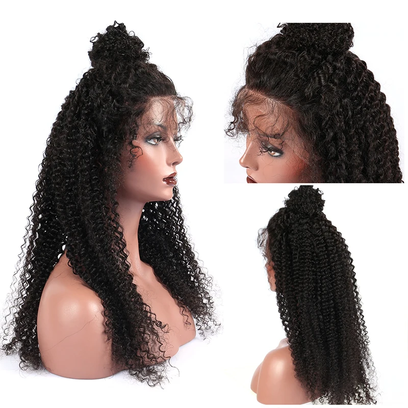 360 Lace Frontal Wig With Baby Hair 250 Density Kinky Curly Bob 13x6 Lace Front Human Hair Wigs 