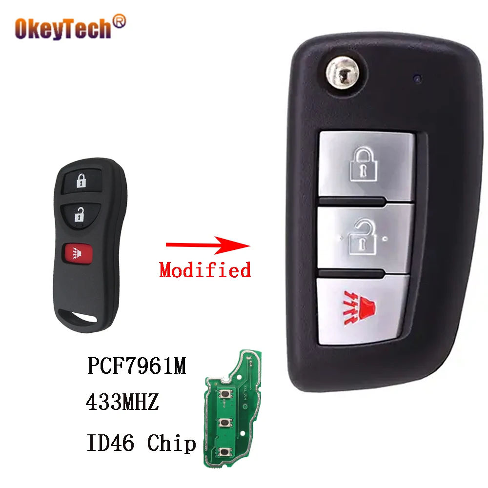 OkeyTech 433MHZ 3 Buttons Modified Flip Folding New Style Complete Remote Control Car Key For Nissan Rogue 2014-2018 ID46 Chip
OkeyTech 433MHZ 3 Buttons Modified Flip Folding New Style Complete Remote Control Car Key For Nissan Rogue 2014-2018 ID46 Chip