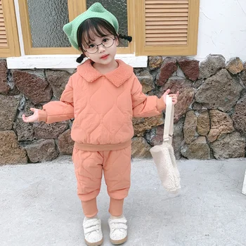 2-6Y Winter Baby Girl Outfits Long Sleeve Solid Color Thicken Coat Blouse+Pants Casual Outerwear Costume Set 
2-6Y Winter Baby Girl Outfits Long Sleeve Solid Color Thicken Coat Blouse+Pants Casual Outerwear Costume Set