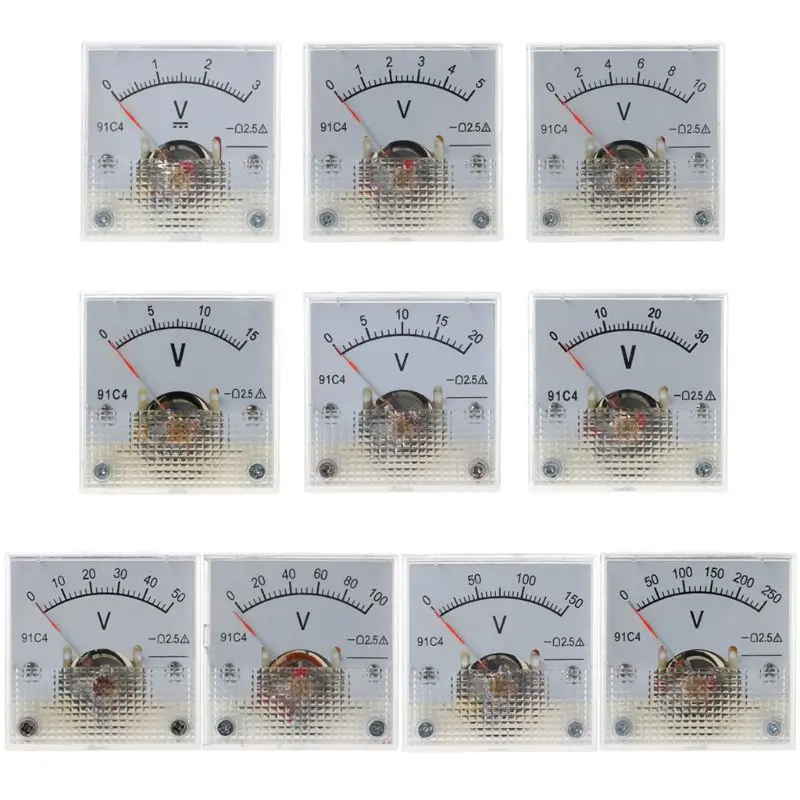 91C4 DC Voltmeter Analog Panel Voltage Meter Mechanical Pointer Type 3/5/10/15/20/30/50/100/150/250V
91C4 DC Voltmeter Analog Panel Voltage Meter Mechanical Pointer Type 3/5/10/15/20/30/50/100/150/250V