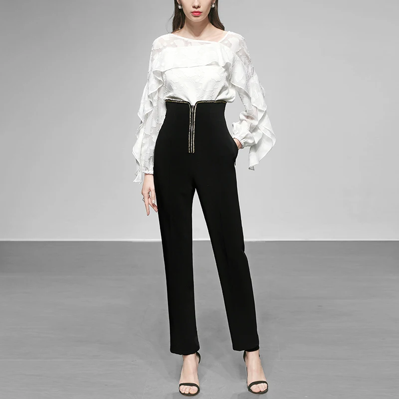 2019 Spring Autumn Women Sets Two Piece OL Office Lady Elegant Ruffle Luxury Design Blouse Tops High Waist Pants Female Suits
2019 Spring Autumn Women Sets Two Piece OL Office Lady Elegant Ruffle Luxury Design Blouse Tops High Waist Pants Female Suits