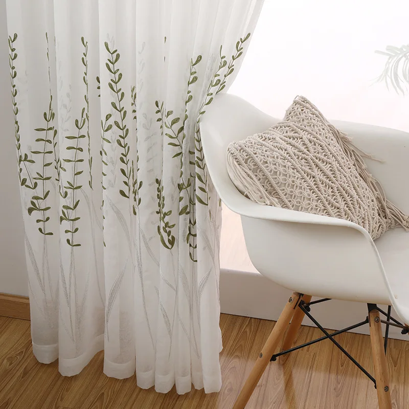 American Simple New Green Leaf Embroidered Curtain Pure White Tulle Balcony Bay Window Curtains for Living Dining Room Bedroom
American Simple New Green Leaf Embroidered Curtain Pure White Tulle Balcony Bay Window Curtains for Living Dining Room Bedroom