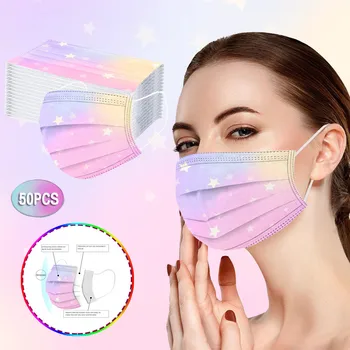 50pc Face Mask Adult Tie-dye Star Print Mascarilla Con Diseno Маска Three-layer Nonwove Mascarillas Desechables Windbreak Masque 
50pc Face Mask Adult Tie-dye Star Print Mascarilla Con Diseno Маска Three-layer Nonwove Mascarillas Desechables Windbreak Masque
