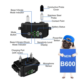 Intelligent Dog Anti Bark Collar Rechargeable Training Collars Waterproof Vibration Dog Stop Barking Control Bark Collar
Intelligent Dog Anti Bark Collar Rechargeable Training Collars Waterproof Vibration Dog Stop Barking Control Bark Collar