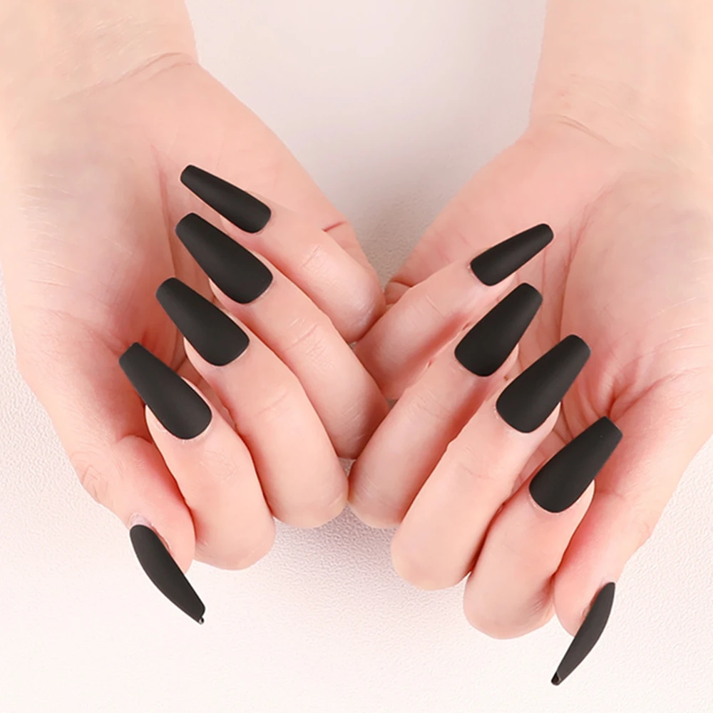 Black Matte Coffin False Nails Artificial Fake Fingernails With Design Full Cover Salon Tip Manicure Tools
Black Matte Coffin False Nails Artificial Fake Fingernails With Design Full Cover Salon Tip Manicure Tools