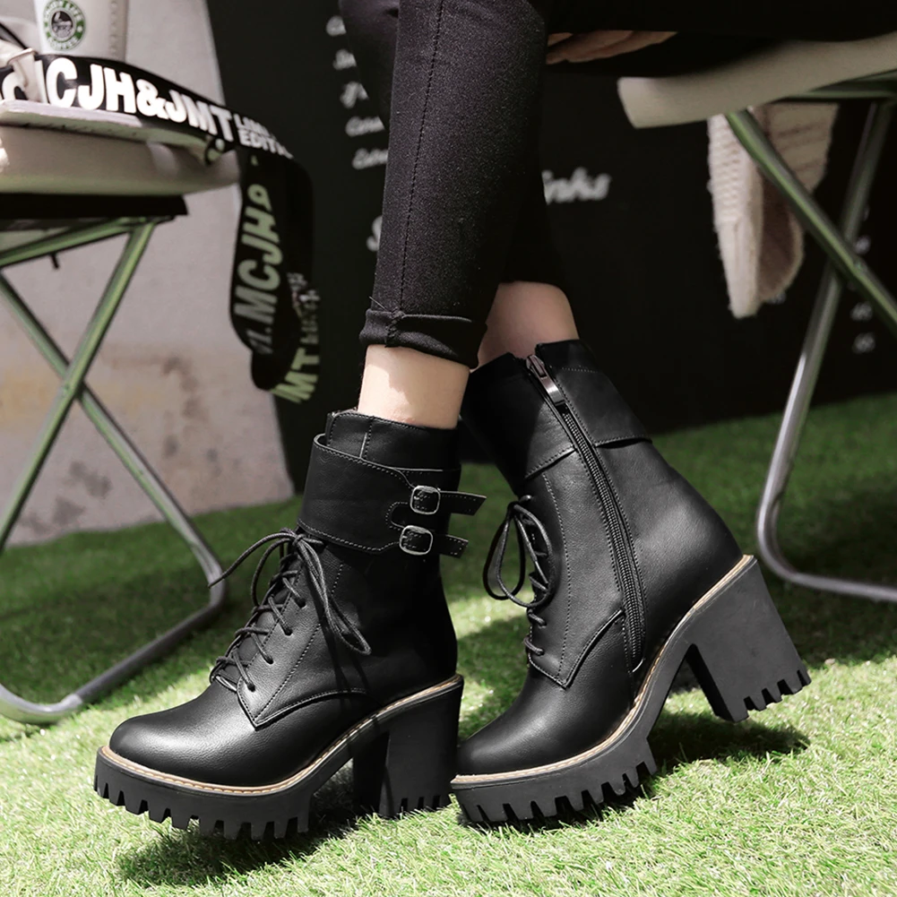 SARAIRIS 2019 Plus Size 43 Paltform Fashion Shoes Woman Motorcycles Boots Female High Heels Shoelaces Boots women's Ankle Boots 
SARAIRIS 2019 Plus Size 43 Paltform Fashion Shoes Woman Motorcycles Boots Female High Heels Shoelaces Boots women's Ankle Boots
