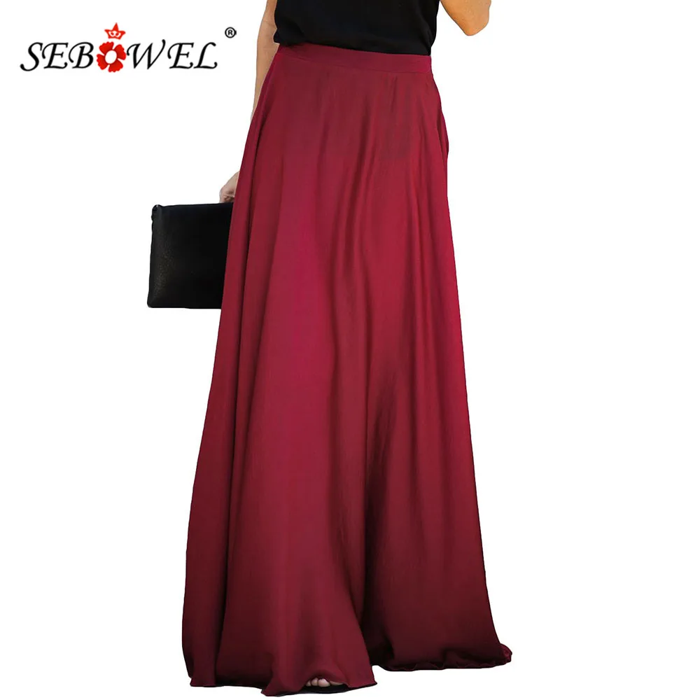 SEBOWEL Casual Woman's Satin Maxi Long Skirt Spring Female Lady Hight Waist Burgundy/Black Color Big Hem Skirts Autumn Size S-XL
SEBOWEL Casual Woman's Satin Maxi Long Skirt Spring Female Lady Hight Waist Burgundy/Black Color Big Hem Skirts Autumn Size S-XL