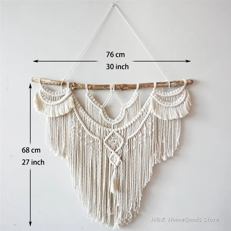 Geometric Boho Macrame Wall Tapestry - Handwoven Cotton Tassel Design 1 H8724cc967be6466c99b8d1476c5db8cdC