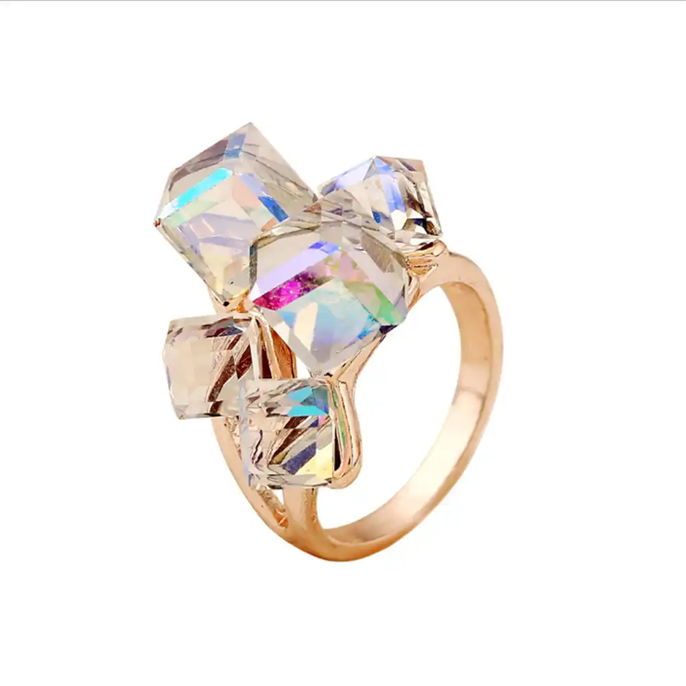 creative magic geometric cube crystal rings for women crystal