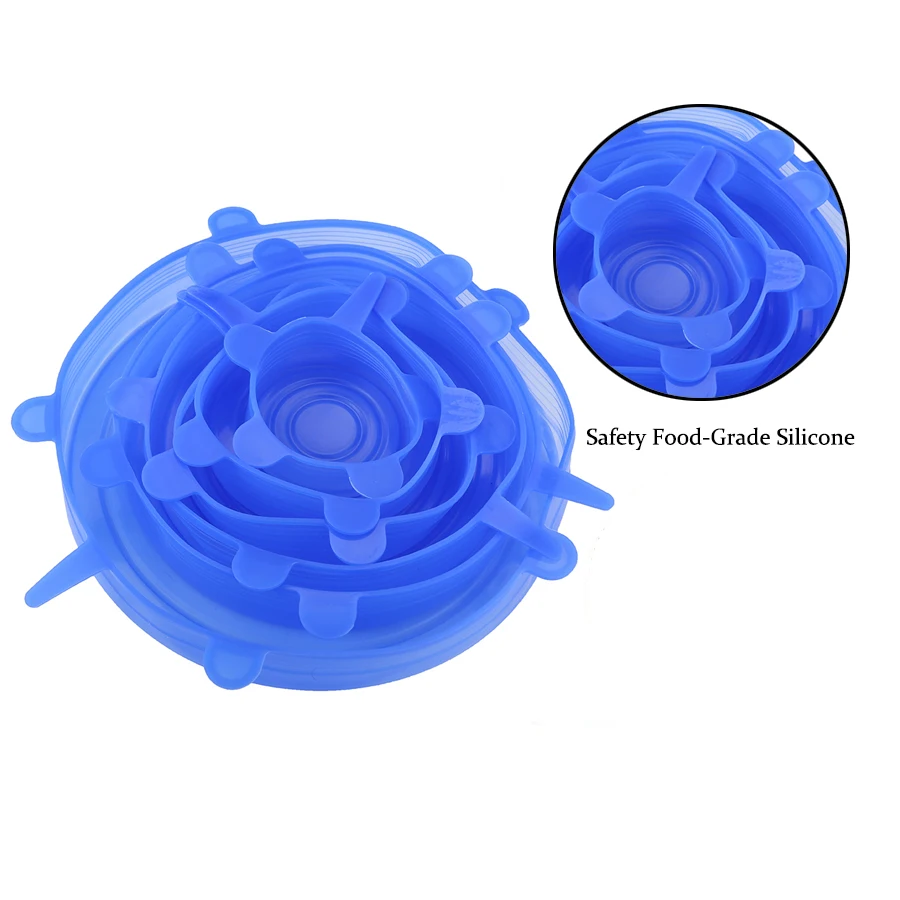 6pcs/set Silicone Lids Durable Reusable Food Save Cover Heat Resisting Fits All Sizes and Shapes of Containers
6pcs/set Silicone Lids Durable Reusable Food Save Cover Heat Resisting Fits All Sizes and Shapes of Containers