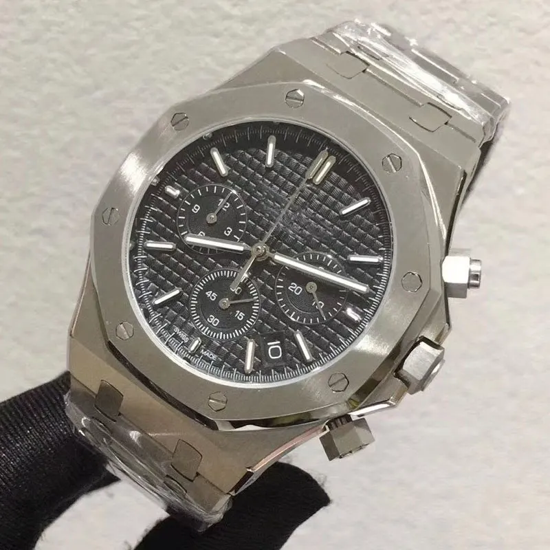 Chronograph 41mm Royal Watch men Oak sterile dial Stainless steel case timing multi-functional 26331quartz Japan vk63 wristwatch
Chronograph 41mm Royal Watch men Oak sterile dial Stainless steel case timing multi-functional 26331quartz Japan vk63 wristwatch