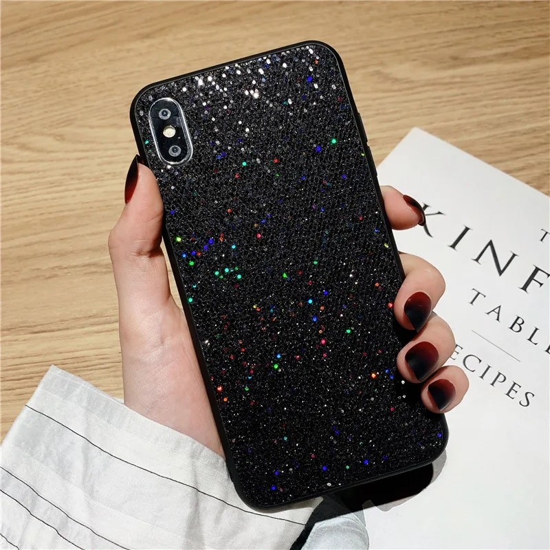 Блестящий черный мягкий чехол из ТПУ для телефона iphone 11 pro max 6 6s 7plus 8 plus X XR XS Max 10 12