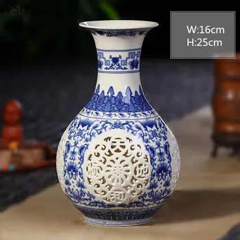New style blue and white porcelain hollow vase Living room bedroom wine cabinet office decoration Home crafts WSHYUFEI
New style blue and white porcelain hollow vase Living room bedroom wine cabinet office decoration Home crafts WSHYUFEI