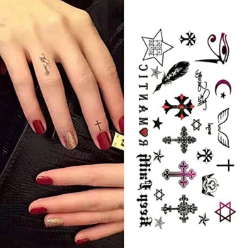 Waterproof Small Cute Temporary Tattoos Stickers Cross Gothic Wing English Feather Fake Tatto Flash Tatoo Finger Art Hand Girl
Waterproof Small Cute Temporary Tattoos Stickers Cross Gothic Wing English Feather Fake Tatto Flash Tatoo Finger Art Hand Girl