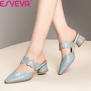 ESVEVA 2020 Square Middle Heel Sandals Pointed Toe Cow Leather Ladies Pumps Summer Slingback Slip on Women Shoes Big Size 34-42
ESVEVA 2020 Square Middle Heel Sandals Pointed Toe Cow Leather Ladies Pumps Summer Slingback Slip on Women Shoes Big Size 34-42